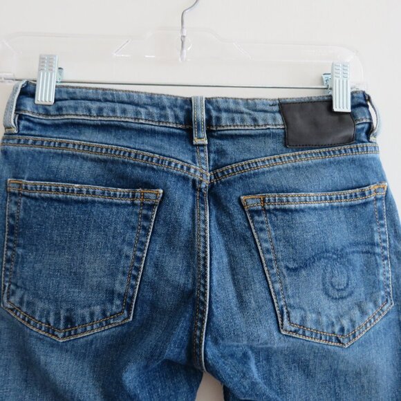 R13 Boy Skinny Jeans in Emerson Blue Wash Raw Hem - Size 24 - Picture 10 of 14